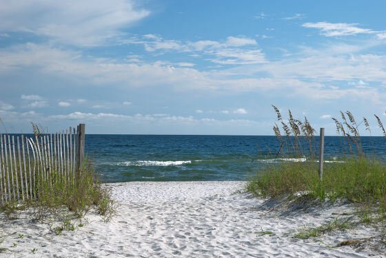 A typical beach on the Gulf coast