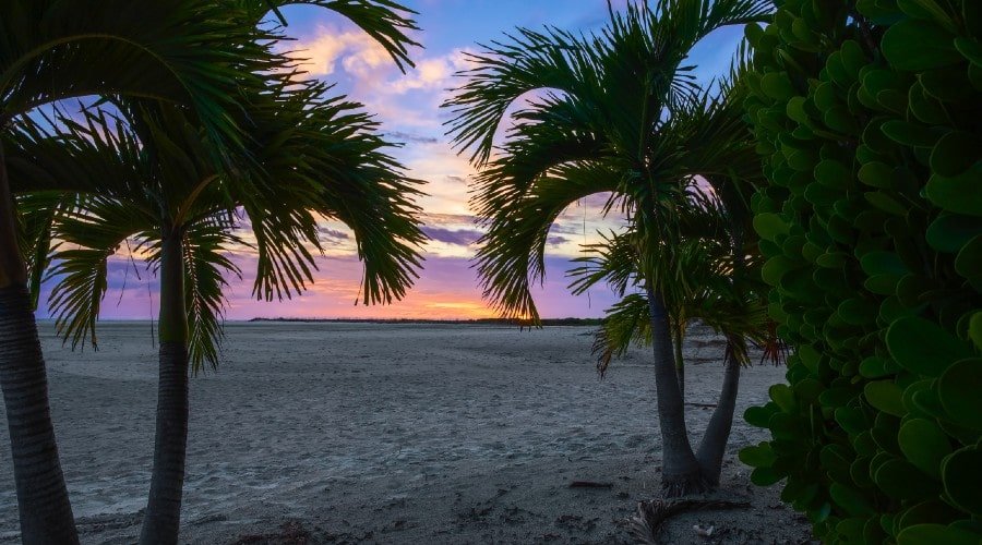 beautiful sunset over beach & estero island near Fort Myers, Florida