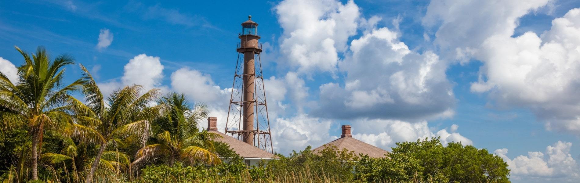 historic lighthouse on the beach of sanibel island in sw florida